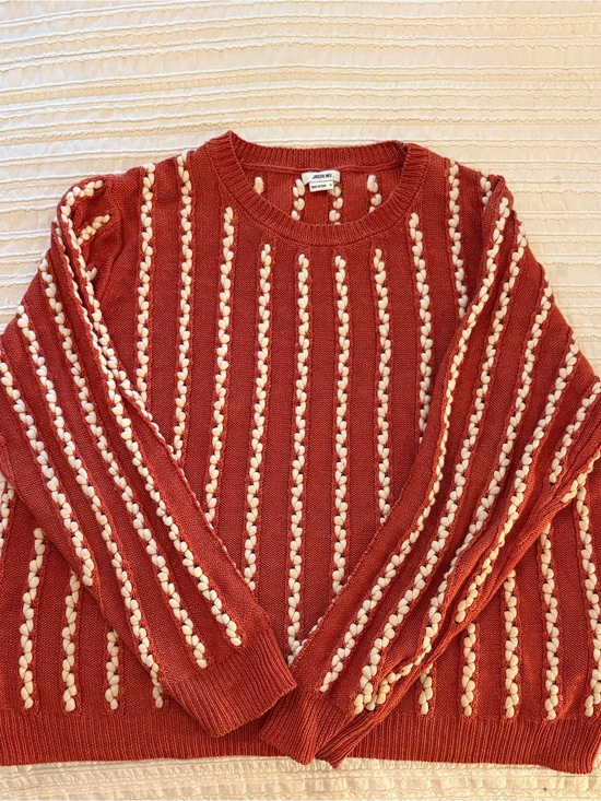 Jason Wu Other - Jason Wu Orange/rust colored  Sweater with Cream Knit Stripes